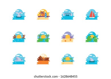 Australian landscapes set design, Travel tourism landmark destination nature vacation south western and holiday theme Vector illustration