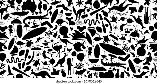 Australian life, nature and animals. Seamless pattern for your design. Vector illustration