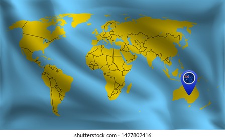 Australian location mark on the world map, Australia flag, vector illustration