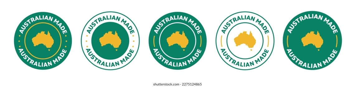 australian made icon set. made in Australia. australian made product icon suitable for commerce business. badge, seal, sticker, logo, and symbol Variants. Isolated vector illustration
