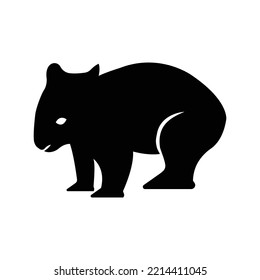 Australian Mammal Baby Wombat Icon | Black Vector Illustration |