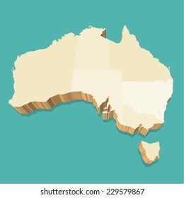 Australian Map Detailed Three Dimensional