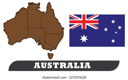 Australian Map and Australian Flag