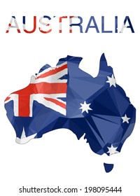 Australian Map with flag colors - Polygonal shapes.