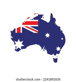 australian map and flag icon isolated
