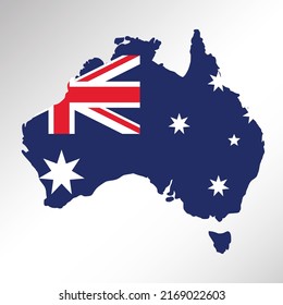 Ilustración vectorial de la bandera del mapa australiano. El mapa de Australia con la bandera de australia.