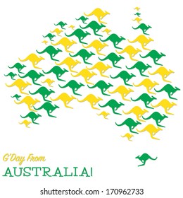 Australian Map Made From Kangaroos In Vector Format.