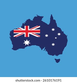 Australian map vector with Australian flag colors and details
