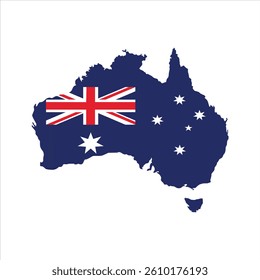 Australian map vector with Australian flag colors and details
