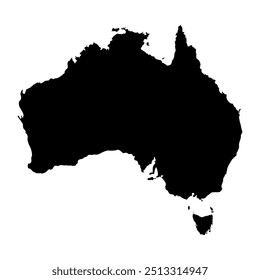 Australian Maps Country Black Silhouette Vector Illustration Recolorable
