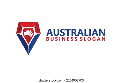 Australian mining logo vector, with gem stone icon. Premium luxury bold style. Modern minimalist flat design for brand business industry company, shop and store supplier, apply to web site, app mobile