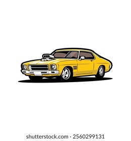 Australian Muscle Car Vector Art Illustration Isolated