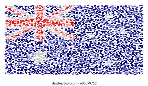 Australian national flag - the flag of Australia made of small red, white, blue rectangles