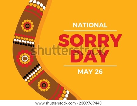 Australian National Sorry Day vector illustration. Australian aboriginal boomerang detail on a orange background vector. May 26 every year. Important day
