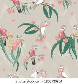 Australian Native Birds And Fauna Seamless Repeat Pattern