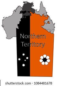 An Australian Northern Territory map and flag isolated on a white background