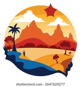 Australian outback clean silhouette color