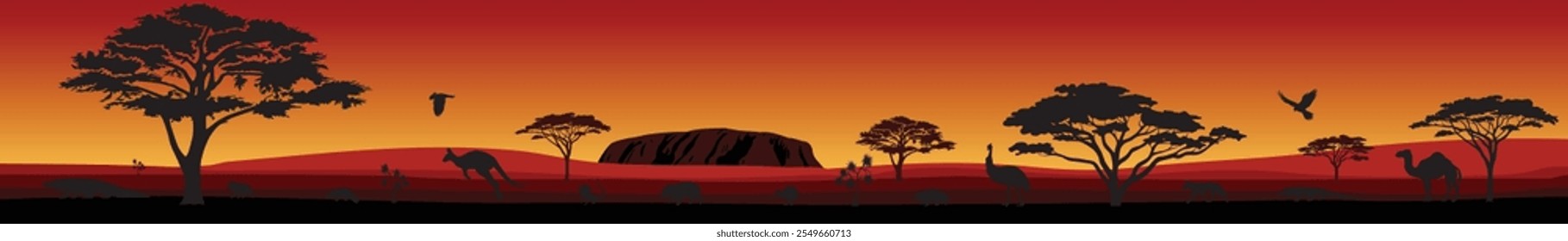 Outback australiano pôr do sol paisagem da vida selvagem