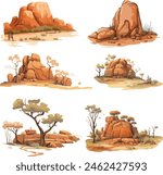 Australian Outback Vector Illustration Set