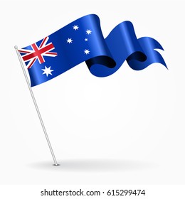 Australian pin icon wavy flag. Vector illustration.