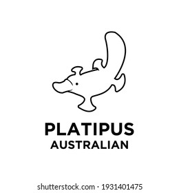 australian platypus vector black line logo icon illustration design isolated white background