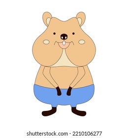 Australian quokka animal cartoon character. Vector illustration of a cute wild marsupial rodent