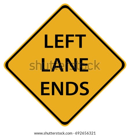 Australian road warning sign - Left lane ends