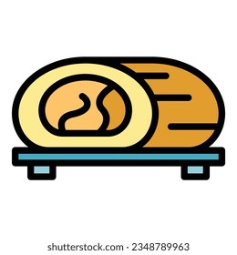 Australian roll icon outline vector. Food cuisine. Dish dinner color flat