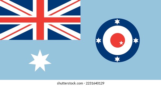 Australian Royal Air force flag vector illustration isolated. Australia aviation, proud military symbol. National coat of arms soldier troops. Patriotic air plane emblem. Commonwealth, United Kingdom.