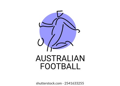 Reglas australianas Vector deportivo ícono simple. jugando fútbol australiano. pictograma deportivo, Ilustración vectorial.