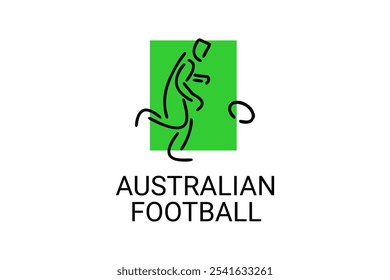 Reglas australianas Vector deportivo ícono simple. jugando fútbol australiano. pictograma deportivo, Ilustración vectorial.