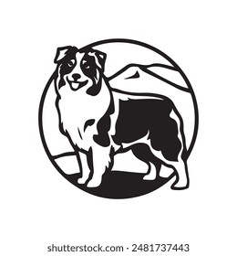 Australian Shepard vector logo silhouette design 