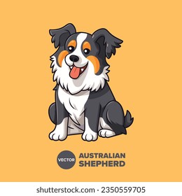 Australian Shepherd Cartoon in Flat Vector: Perfect Decoration and Printing