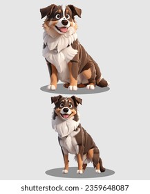 Australian Shepherd Dog 3D Animation Vector Design