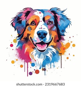 Arte salpicado colorido de perro pastor australiano