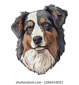 Australian Shepherd Dog Flat Icon Isolated On White Background