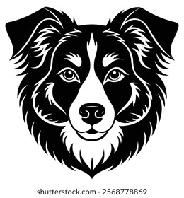 Australian shepherd dog head vector silhouette