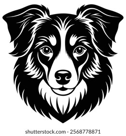 Australian shepherd dog head vector silhouette