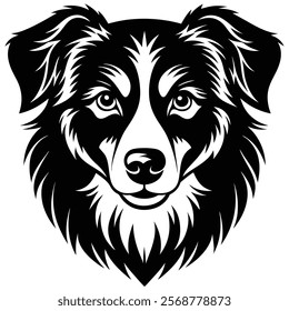 Australian shepherd dog head vector silhouette