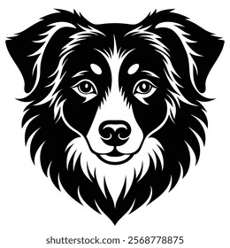 Australian shepherd dog head vector silhouette