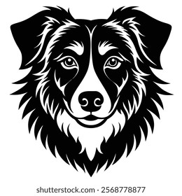 Australian shepherd dog head vector silhouette