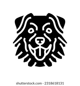 australian shepherd dog puppy pet glyph icon vector. australian shepherd dog puppy pet sign. isolated symbol illustration