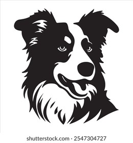 Australian shepherd dog silhouette vector art illustration. 