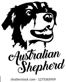 Australian Shepherd head with name