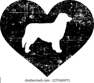 Australian Shepherd Silhouette In Black Heart