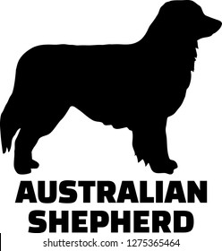 Australian Shepherd Silhouette Black With Name