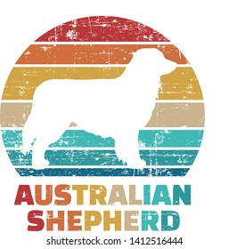 Australian Shepherd Silhouette Vintage And Retro