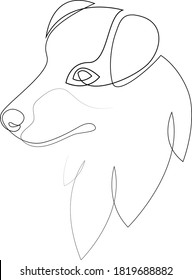 Australian Shepherd vector Dog portrait. Continuous line. Dog line drawing