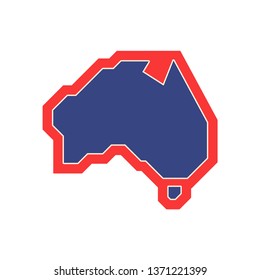 Australian simplified and geometric map badge. National symbol of australia.