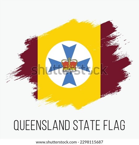 Australian State Queensland Vector Flag Design Template. Queensland Flag for Independence Day. Grunge Queensland Flag